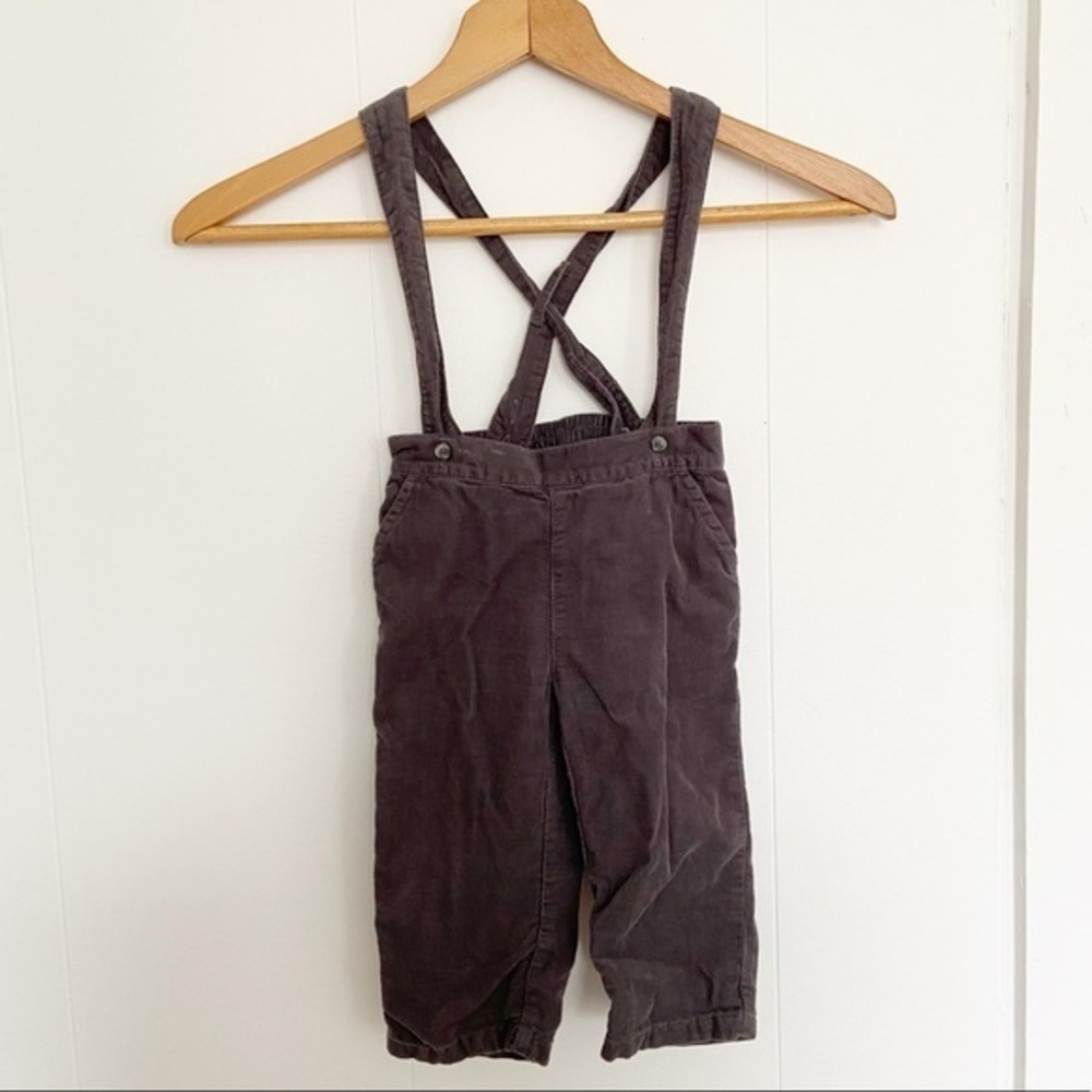 Janie and Jack grey corduroy suspender pants 12-18